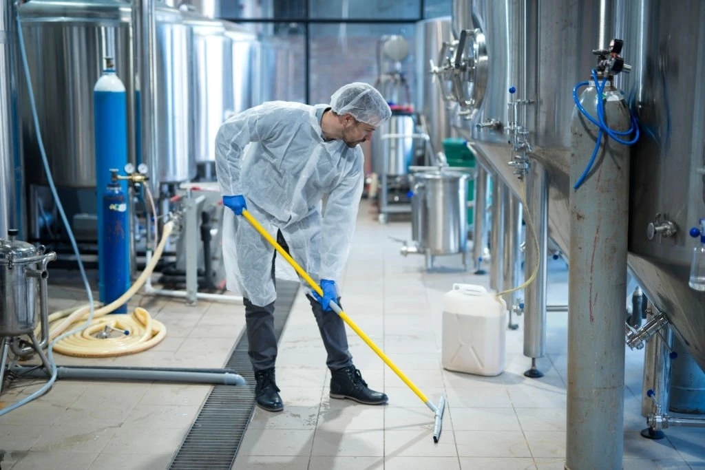 Industrial hygiene professional in a cleanroom facility